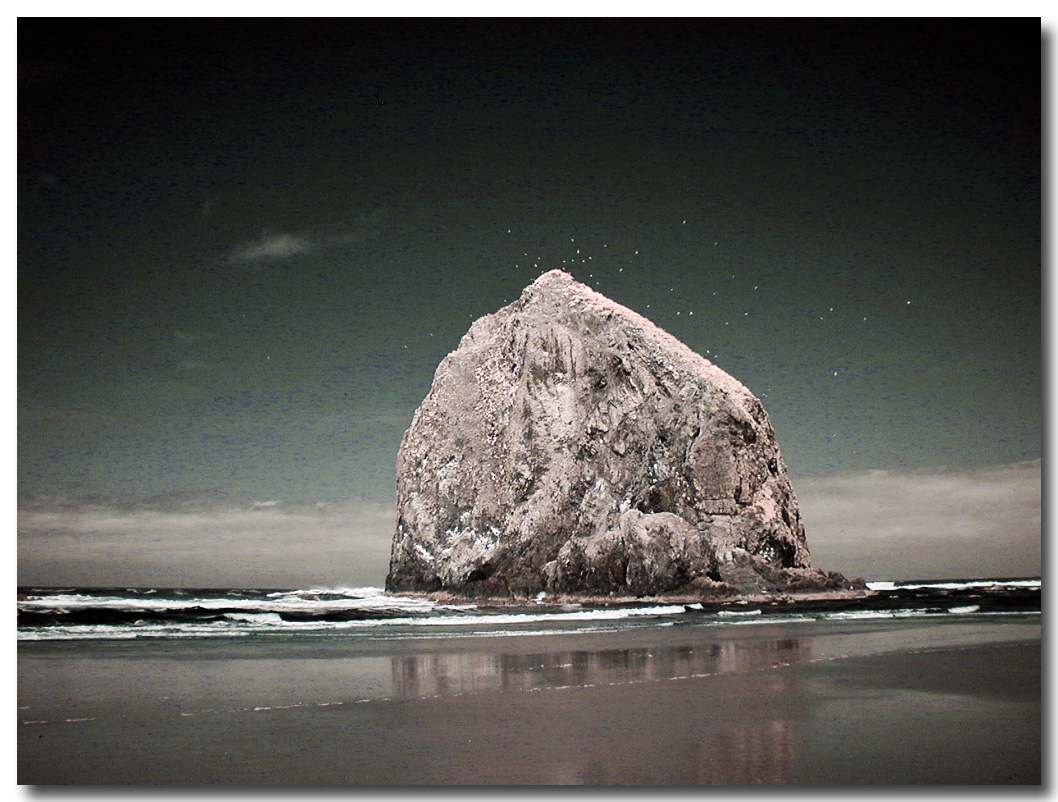 Haystack Rock in Infrared, Cannon Beach Oregon