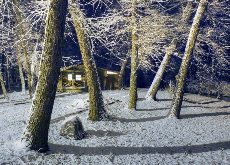 Snow at night