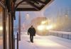 snowstorm at train station by AP Hovasse