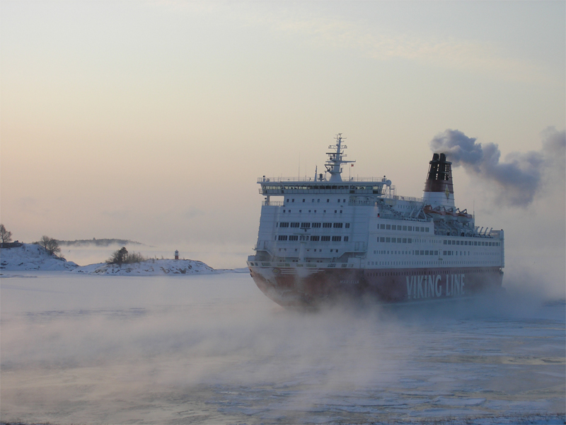 Ferry in fog