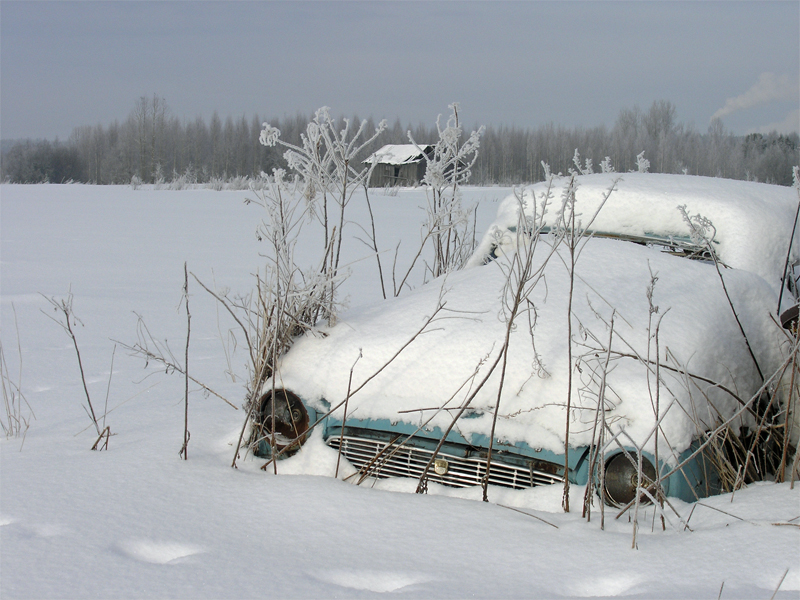 Retired car on winter vacation