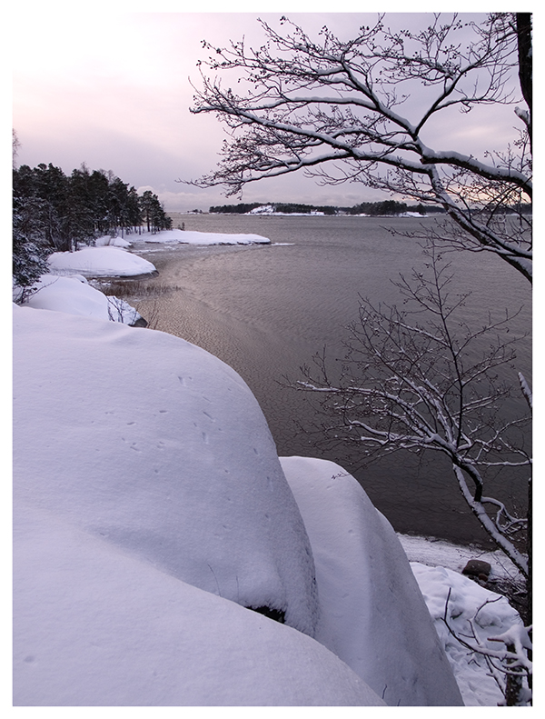 View from a snowy cliff