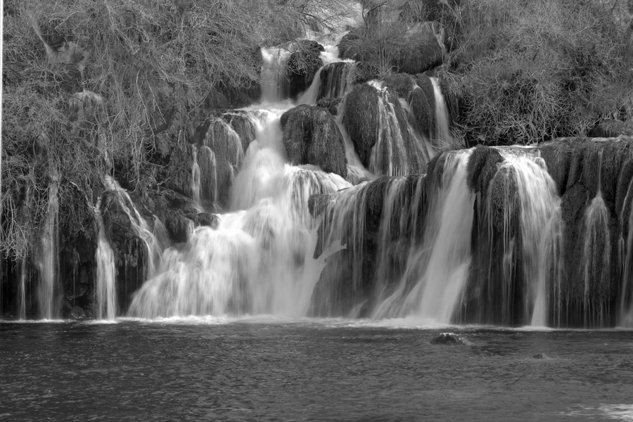 Black and white waterfall