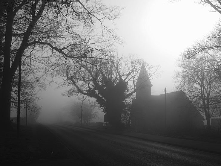 foggy church