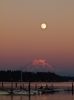 Moon over Mount Rainier at Sunset