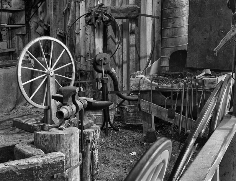 Wheelwright Shop in Black and White