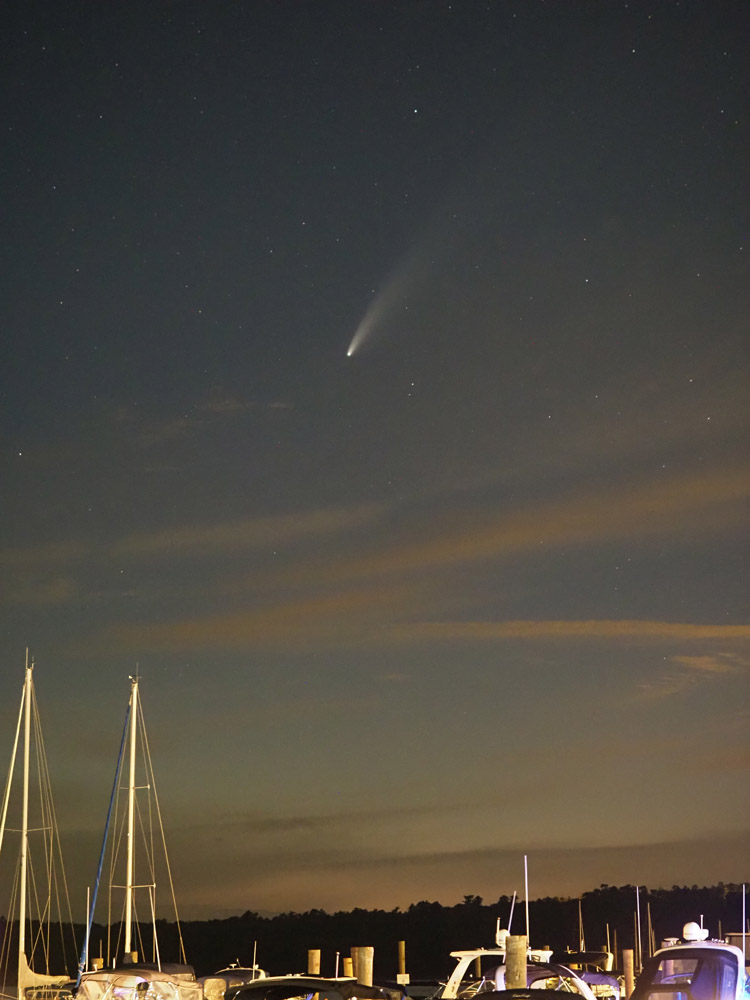 Comet Neowise over Lake Champlain